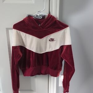 Nike Women's Burgundy and Cream Hoodie